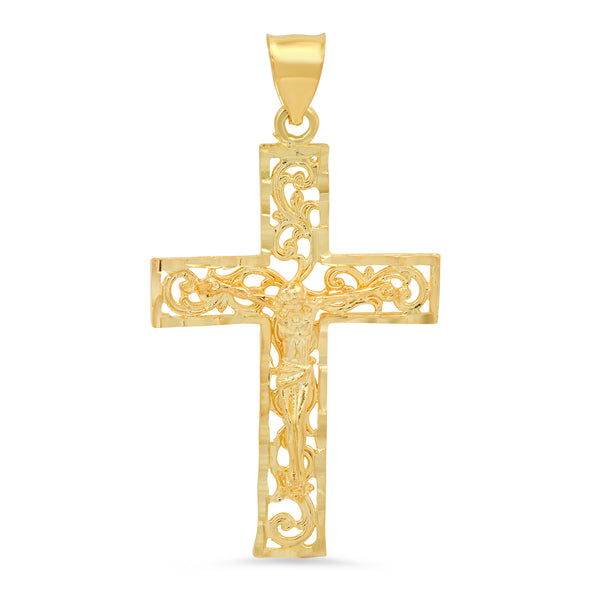 Yellow Gold Plated Crucifix Fashion Necklace