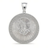 Gold Plated Praying Hands and Crucifix Medal with Cubic Zirconia Pendant