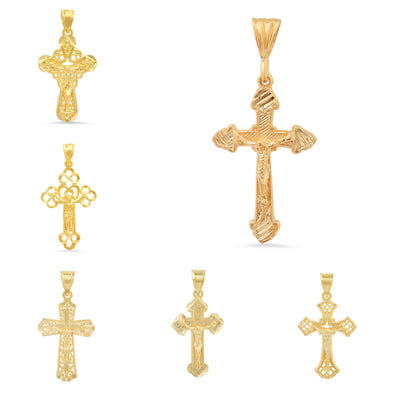 Gold Plated Silver Crucifix Pendant Collection