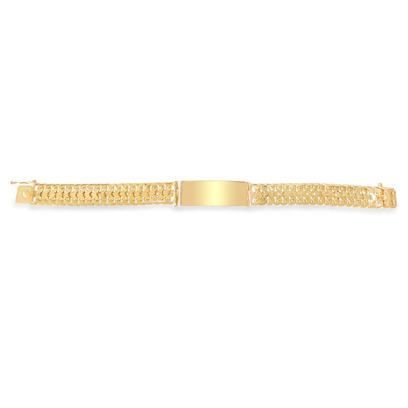 14K Yellow Gold 14 mm Arrow Link ID Men's Bracelet