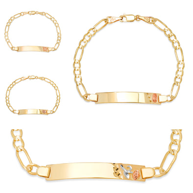 14K Yellow Gold 100 Figaro Ladies ID Bracelets