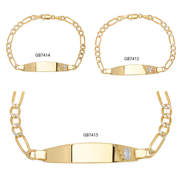 14K Gold 100 Pave Figaro Ladies Oval ID Bracelet
