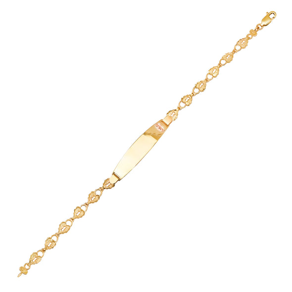 14K Gold Heart Lock Guadalupe ID Bracelet