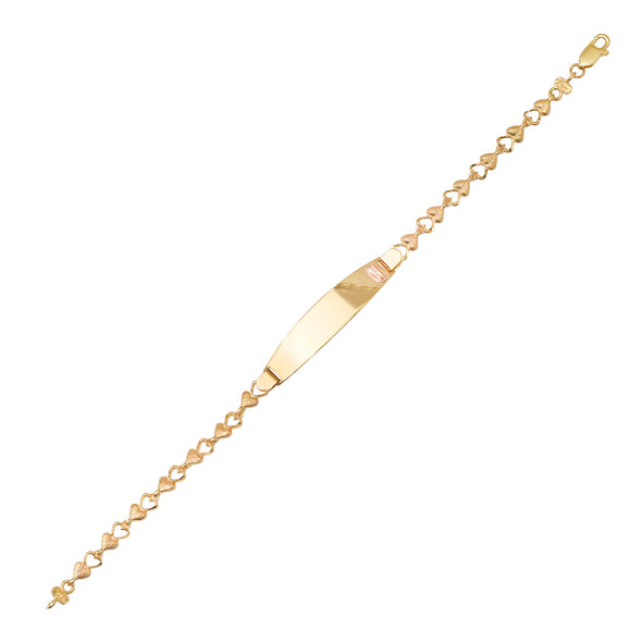 14K Gold Heart Links Guadalupe ID Bracelet