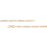 14K Tri-color Gold Figaro ID Bracelet 6"