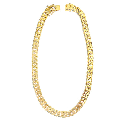 14K Solid Gold 18 mm Cuban Link Chain Necklace