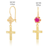 14K Gold Taos Cross Drop Earring