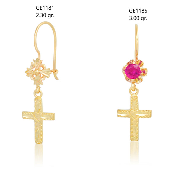 14K Gold Taos Cross Drop Earring
