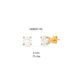 14k Gold 1 CTW CZ Stud Earrings 5 mm