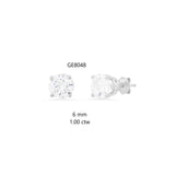 14k Gold 6 mm CZ Four-Prong Setting Stud Earrings 1 ctw