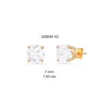 14k Gold 7 mm CZ Four-Prong Setting Stud Earrings 1.5 CTW