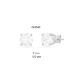 14k Gold 7 mm CZ Four-Prong Setting Stud Earrings 1.5 CTW