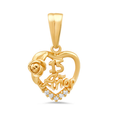 14K Gold and Plated Silver 15 Anos Pendant
