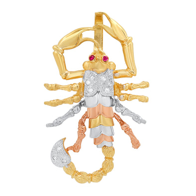 14k Tri-color Gold and Cubic Zirconia Jalisco Scorpion Pendant