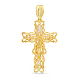 Sterling Silver Yellow Gold Plated Silver Baguette CZ Crucifix