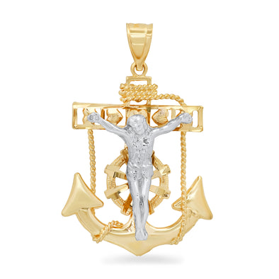 14K Gold Two-tone Mariner's Cross Pendant