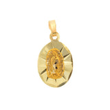 Yellow Gold Plated Oval Our Lady of Guadalupe Figaro Necklace ( 24" )