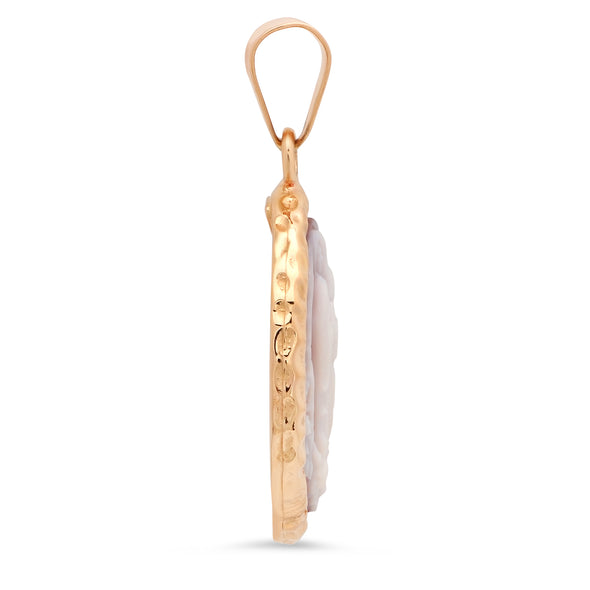 14K Yellow Gold Our Lady of Guadalupe Italian Cameo Necklace