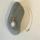 14K Yellow Gold Our Lady of Guadalupe Italian Cameo Necklace
