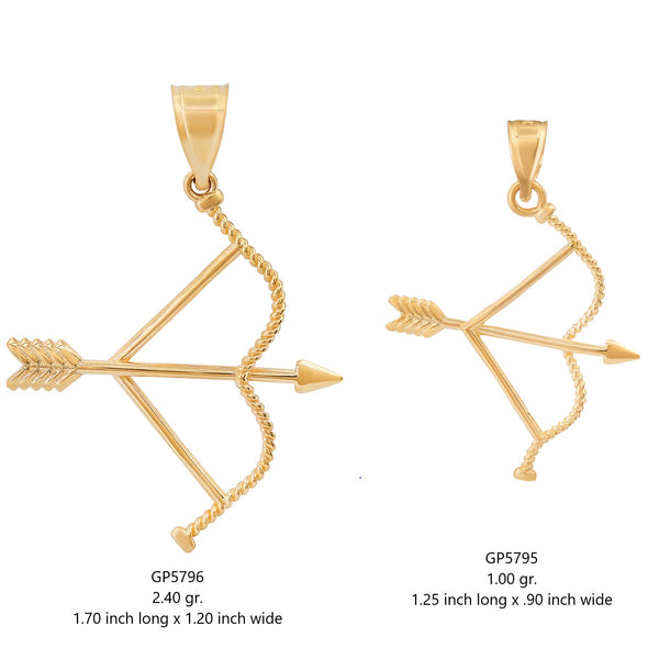14K Yellow Gold Ochosi and Cupid's Bow and Arrow Pendant