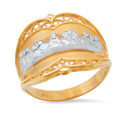 14K Yellow and White Gold Filigree Last Supper Ring