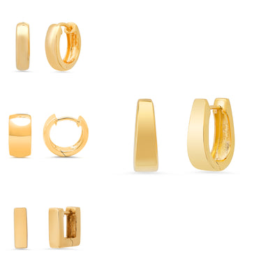 Yellow Gold Plated Silver Huggie Hoop Earrings