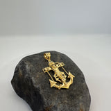 Sterling Silver Yellow Gold Plated Mariner's Cross Pendant (Large)