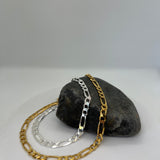 Sterling Silver Yellow Gold Plated Figaro Chain 7mm (18"-30")