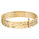 Sterling Silver Yellow Gold Plated Bracelet Semanario Bangle with Heart (7"-8")