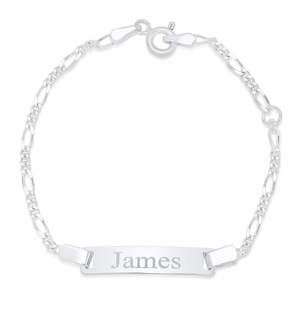 Sterling Silver Figaro Link Personalized Baby ID Bracelet