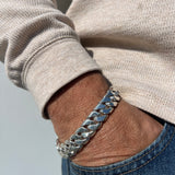 Sterling Silver 15 mm Cuban Link ID Bracelet (8 & 9 Inch)