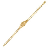 Sterling Silver and Gold Plated Silver Saints Medal Figaro Link 6 and 7 inch  Bracelet