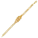 Sterling Silver and Gold Plated Silver Saints Medal 120 Figaro Link Bracelet
