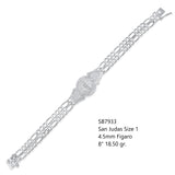 Sterling Silver 2 Strand Figaro St. Jude St. Jude San Judas Medal Bracelet