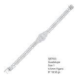 Sterling Silver 2 Strand Figaro Guadalupe Medal Bracelet