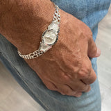 Sterling Silver 2 Strand Figaro Guadalupe Medal Bracelet