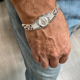Sterling Silver 2 Strand Figaro Guadalupe Medal Bracelet