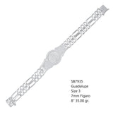 Sterling Silver 2 Strand Figaro Guadalupe Medal Bracelet