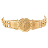 Gold Plated Silver Guadalupe Double Strand Pave Figaro Saints Medal Bracelet by Roberto Martinez
