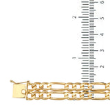 Gold Plated Silver Guadalupe Double Strand Pave Figaro Saints Medal Bracelet by Roberto Martinez