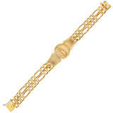 Gold Plated Silver Guadalupe Double Strand Pave Figaro Saints Medal Bracelet by Roberto Martinez