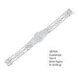 Sterling Silver 2 Strand Figaro Guadalupe Medal Bracelet