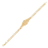 Gold Plated and Sterling Silver Diamond-cut 15 Medal Bracelet Quinceanera Gift with Flowers