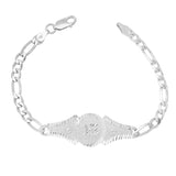 Gold Plated and Sterling Silver Diamond-cut 15 Medal Bracelet Quinceanera Gift with Flowers