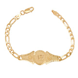 Gold Plated and Sterling Silver Diamond-cut 15 Medal Bracelet Quinceanera Gift with Flowers