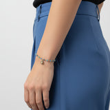 Gold Plated Sterling Silver Mary Bracelet with Blue Enamel & Crystals