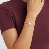 Gold Plated Sterling Silver Holy Spirit MOP Dove Bracelet with Pink Crystals