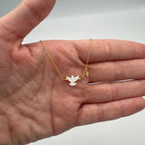 Gold Plated Silver Bracelet With Mother of Pearl Dove & Heart Accent