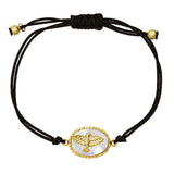 Gold Plated Silver Bracelet With Mother of Pearl Holy Spirit Leather Cord