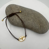 Gold Plated Silver Bracelet With Mother of Pearl Holy Spirit Leather Cord